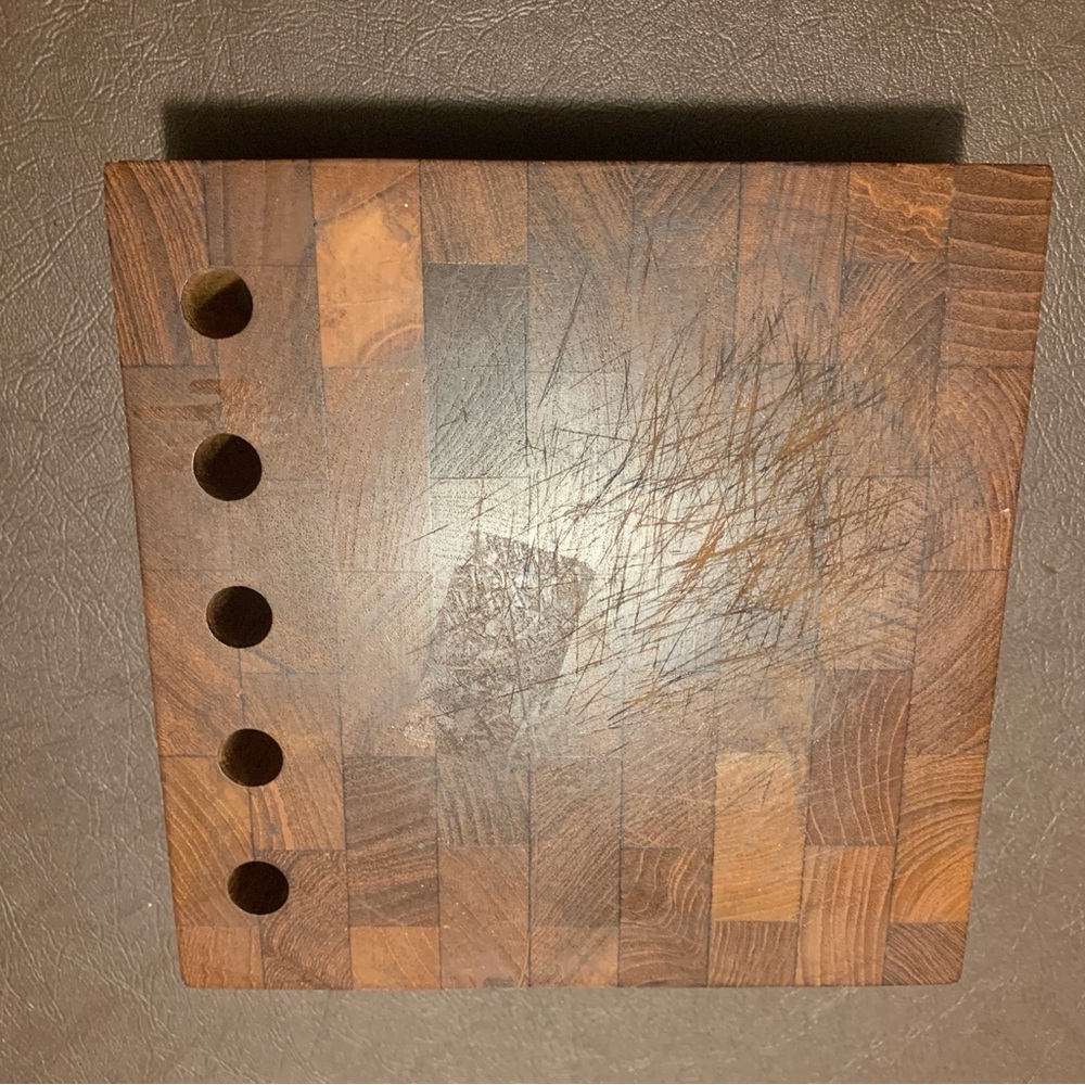 VTG Siamese Teak Wood CUTTING BLOCK  Handcrafted MCM Charcuterie Board 8x8